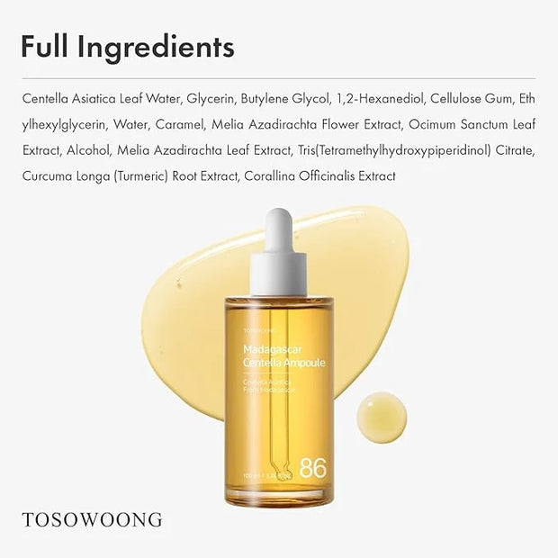 Madagascar Centella 86% Ampoule with 860,048ppm Centella Asiatica, Soothing, Calming, Facial Serum for face, for All Skin ...