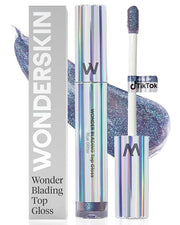 Wonderskin WONDER BLADING Top Gloss - Blue Glitter Lip Gloss, Hydrating and High Shine Finish Lip Makeup (Blue Glitter) - ...