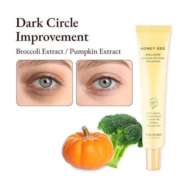 Honey Bee Collagen Fine Line Firming Eye Cream for Puffiness and Bags Under Eyes w/Vitamin C, 4 Peptides & Niacinamide | B...