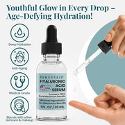 RemeVerse Hyaluronic Acid Serum - 100% Pure Formulation for Face, Lips & Décolleté - Intense Moisture for Dry Skin & Fine ...