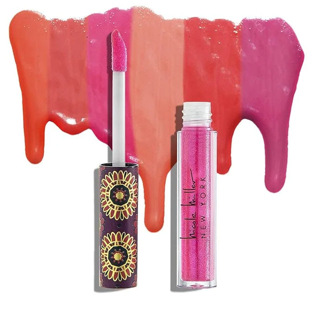 Nicole Miller Lip Gloss Collection Shimmery Glosses for Women and Girls Long Lasting Color Set with Rich Varied Colors, Pi...