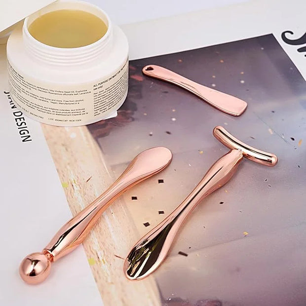 3Pcs Metal Eye and Face Cream Applicator Stick Cosmetics Spoon Spatula, Massager Tool for Facial Massage, Reduce Puffiness...
