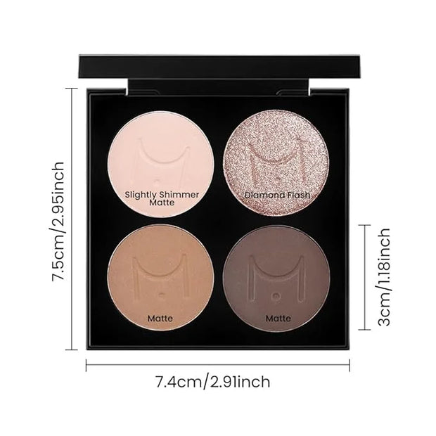 4 Colors Eyeshadow Makeup Palette,Nude Champagne Gold Light Dark Brown Highly Pigmented Natural Neutral Eye Shadow Palette...