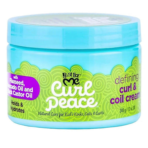 Just For Me Curl Peace Defining Curl & Coil Cream - Holds & Hydrates, Contains Flaxseed, Avocado Oil & Black Castor Oil, N...