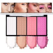 Matte Powder Blush Palette, 4 Colors Face Palette with White Highlighter, Brown Contour, Pink & Rose Pink Blush for Cheeks...
