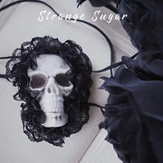 Halloween Punk Skull Eye Mask Dark Gothic Retro Skull Eye Patch Mask Lace Skeleton Single Eye Patch Prom Mask - Product Image