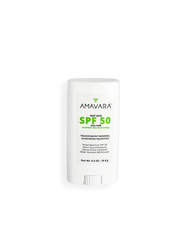 Mineral Transparent Sunscreen Face Stick SPF 50, Reef Safe Sunblock, 22.5% Zinc Oxide Waterproof Sun Screen, Broad Spectru...