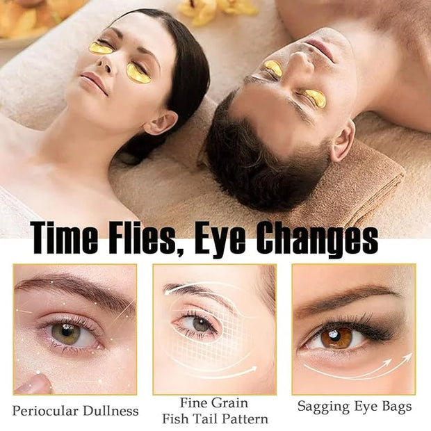 30 Pairs Lip Masks & 24K Gold Eye Masks, Crystal Collagen Eye Patches for Puffy Eyes, Gold Under Eye Mask for Puffy Eyes a...