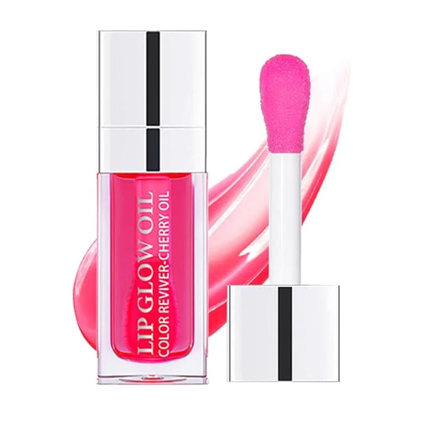 Plumping Lip Oil, Hydrating Gloss Tinted Lip Balm Transparent Lip Care, Big Brush Head Glitter Shine, Long Lasting Nourish...