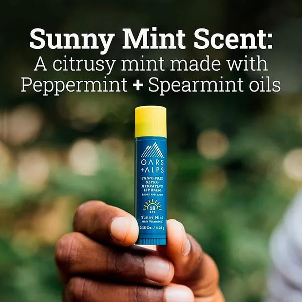 Oars + Alps Lip Suncreen, SPF 18 Lip Balm, Shine Free Sunscreen for Lips, Infused with Vitamin E, Peppermint & Spearmint, ...