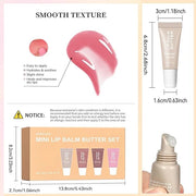 4Pcs Hydrating Lip Gloss Set, Mini Lip Butter Balm Pack, High Shine Glass Finish Lip Moisturizing Plumping Lip Gloss Shiny...