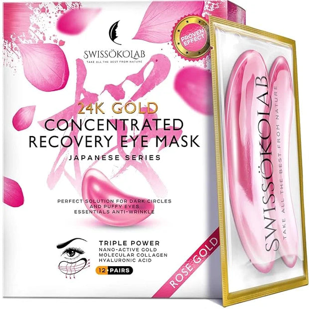 SWISSÖKOLAB Under Eye Patches For Puffy Eyes 24k Gold Eye Mask Dark Circles And Puffiness Collagen Eye Gel Pads Moisturizi...