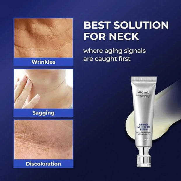 Atclinic Neck Firming Serum with Retinol & 5-Peptides – Reduce Wrinkles & Tech Neck Lines in 2 Weeks | Lightweight, Korean...