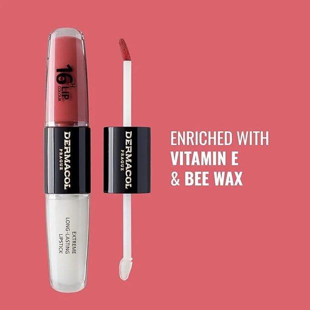 Dermacol NEW 16-Hour Lip Colour, Highly Pigmented Glossy Lip Stain, Two-Phase Lip Plumper Gloss, Kissproof Lip Makeup Prod...
