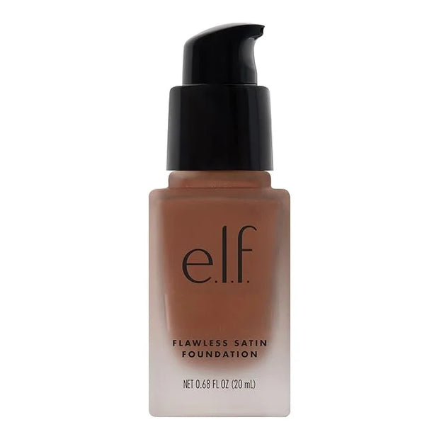 e.l.f. Flawless Satin Foundation, Lightweight & Medium Coverage, Semi-Matte Finish, Vegan & Cruelty-Free, Chocolate, 0.68 ...