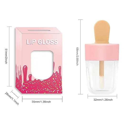 15 Pack Icecream Lip Gloss Tube Boxes Packaging, Pink Lip Gloss Boxes for 2.68x1.62 Inch Ice Cream Shaped Empty Lipgloss T...
