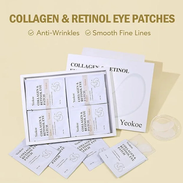 Under Eye Patches for Dark Circles,Puffy Eyes,20 Pairs Face Masks SkinCare With Collagen and Retinol for Anti wrinkles Smo...