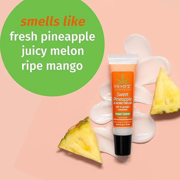 Hempz SPF 15 Lip Balm, Sweet Pineapple & Honey Melon Herbal Soothing Lip Care, for Men or Women .44 oz. - Product Image