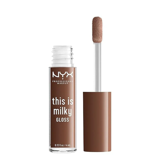 NYX PROFESSIONAL MAKEUP This Is Milky Gloss, Vegan Lip Gloss, 12 Hour Hydration - Milk The Coco (Chocolate Brown) - Produc...