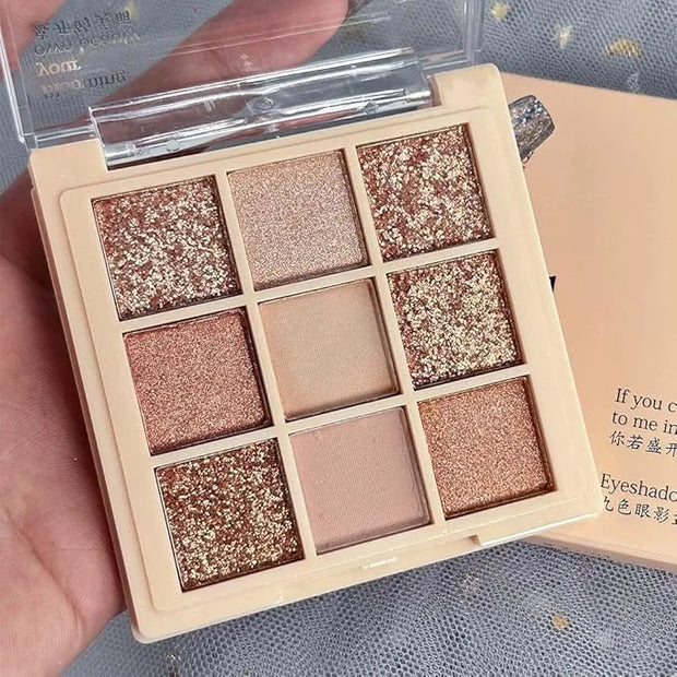9Colors Champagne Rose Gold Eye Shadow Palette Makeup,Highly Pigmented Shimmer Pink Eyeshadow Palette Nude Glitter Sparkly...