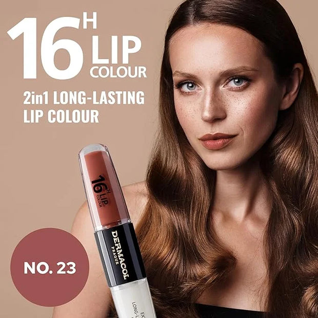 Dermacol NEW 16-Hour Lip Colour, Highly Pigmented Glossy Lip Stain, Two-Phase Lip Plumper Gloss, Kissproof Lip Makeup Prod...