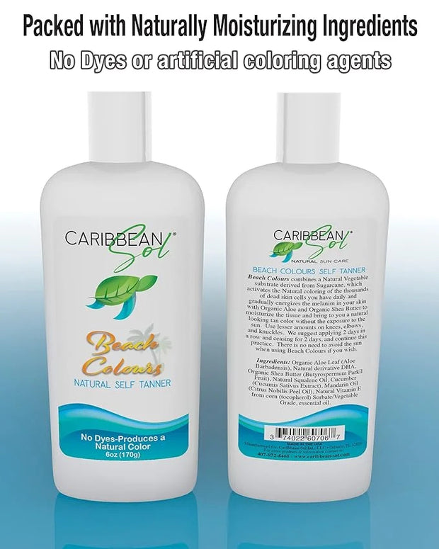 Caribbean Sol - Beach Colours Natural Self Tanning Lotion- Natural Eco-Friendly Sunless Tanner Skin Moisturizing Quick Sel...