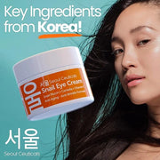 SeoulCeuticals Korean Snail Mucin Eye Cream - 97.5% Snail Filtrate K Beauty Anti Aging Under Eye Anti Wrinkle Eye Treatmen...