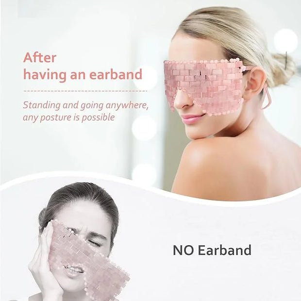 ideayard Rose Quartz Eye Mask, Cooling Eye Mask 100% All Natural Crystal Mask for Facial Puffy Eyes Reusable - Product Image