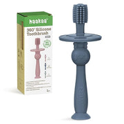 haakaa 360° Baby Toothbrush with Suction Base - Gentle Cleaning for Infant Self-Brushing Training, Food-Grade Silicone, Ad...