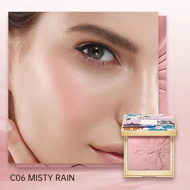 CATKIN Cheek Powder Blush Baked Pink Makeup Blusher Creamy Light Weight Natural Finish 10g (C06 Misty Rain) - Product Image