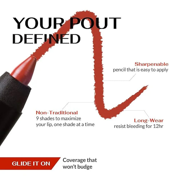 K7L Dark Red Lip Crayon (Vegan) - Waterproof and Smudge-Proof Cosmetics - Flame - Product Image