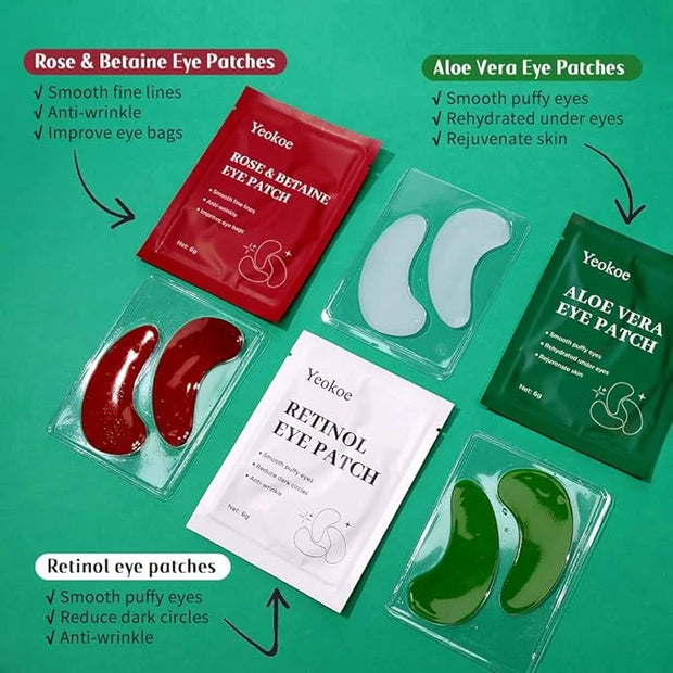 Under Eye Patches For Puffy Eyes and Dark Circles Wrinkle,30 Pairs Face Masks SkinCare With Retinol Serum,Aloe Vera,Rose B...
