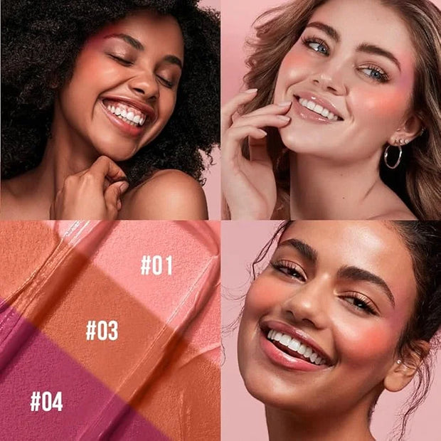 3 Pcs Multi-Use Makeup Cream Blush Stick Set, Unidollssbeauty 3-in-1 Buildable Blush Stick Set, Hydrating formula, All day...