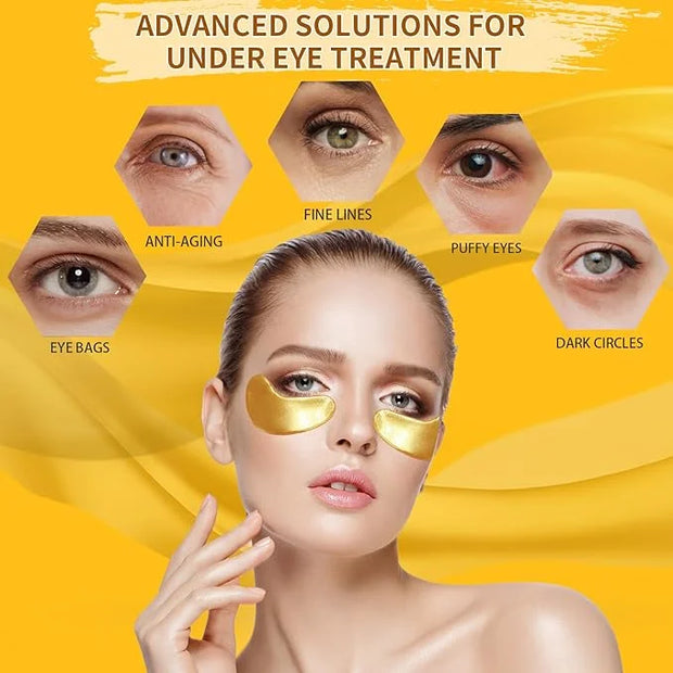 Under Eye Patches For Puffy Eyes 30Pairs, 24K Gold Eye Mask For Dark Circles and Puffiness, Under Eye Mask Patches Skincar...