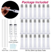 50PCS Lip Gloss Tubes 20ml Silver Cap Lip Gloss Containers Empty Lip Balm Tubes Refillable Cosmetic Squeeze Lipgloss Tubes...