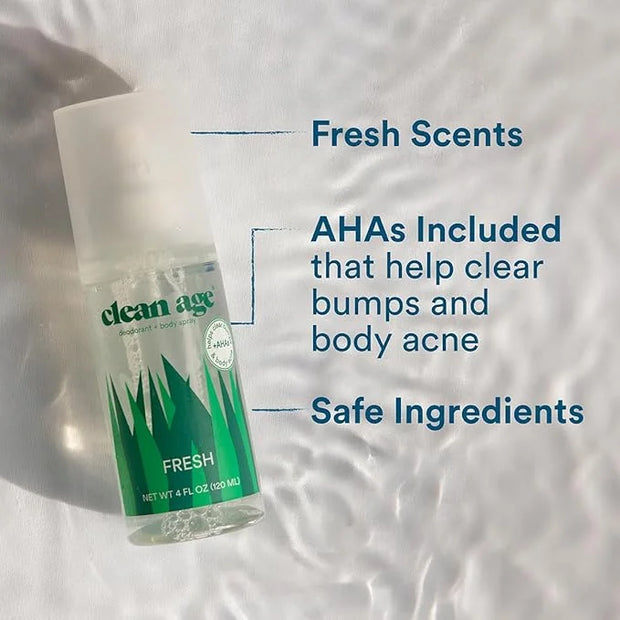 Aluminum Free Deodorant & Body Spray for Whole Body - Fresh 4oz (2 Pack) Clean Deodorant and Body Spray for Teen Boys and ...
