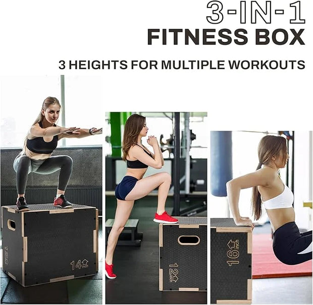3 in 1 Non-Slip Wooden Plyo Box Plyometric - Product Image