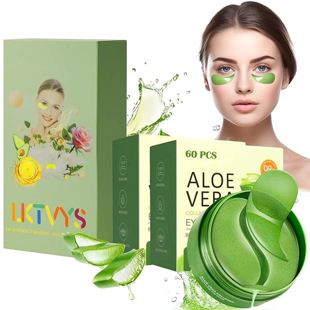 Aloe Vera Eye Gel Patches 2 Pack 120 PCS, Soothing & Hydrating, Reducing Dark Circles and Puffiness, Collagen-Infused Eye ...