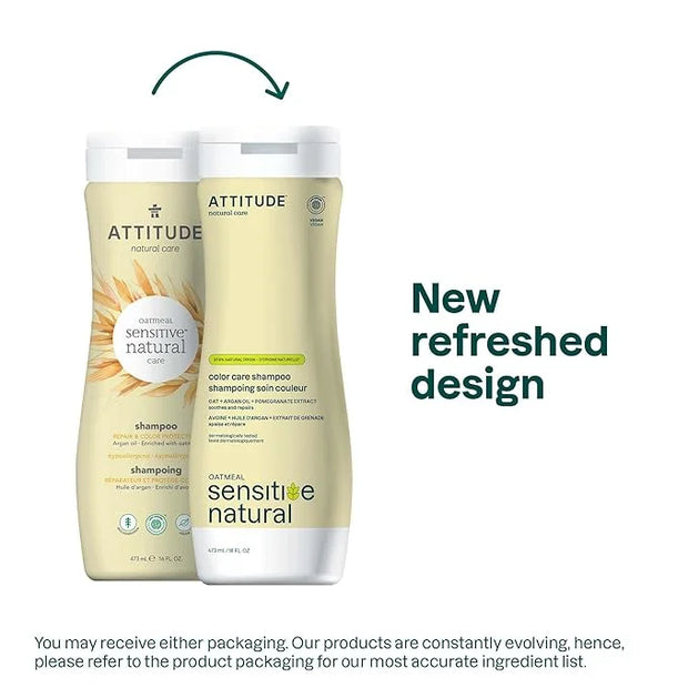 ATTITUDE Hair Shampoo for Sensitive Dry Scalp, EWG Verified, Soothing Oat, Protects Color, Naturally Derived Ingredients, ...