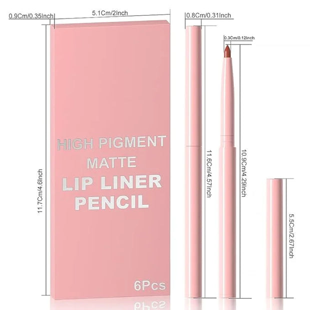 evpct 6Pcs Retractable Lip Liner Pencils Set Pack for Shaping & Sculpting Lips, Mauve Maroon Red Orange Nude Chocolate Dar...