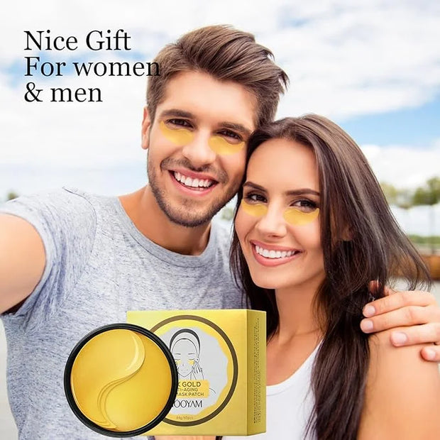 IREV 24k Gold Eye Treatment Mask 60PCS Under Eye Patch Cooling Under Eye Pads for Brightening Repairing and Refreshing You...