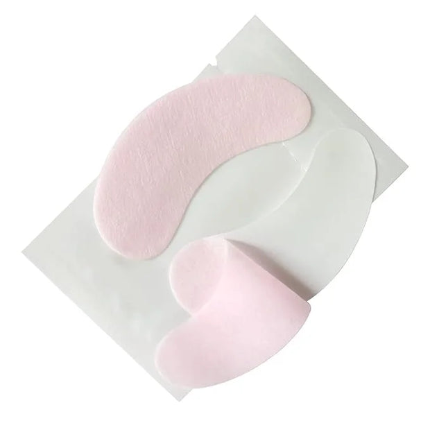 100 Pairs Set Under Eye Pads Disposable Eye Gel Patches for Eyelash Extensions Tool Kit, Pink Film - Product Image