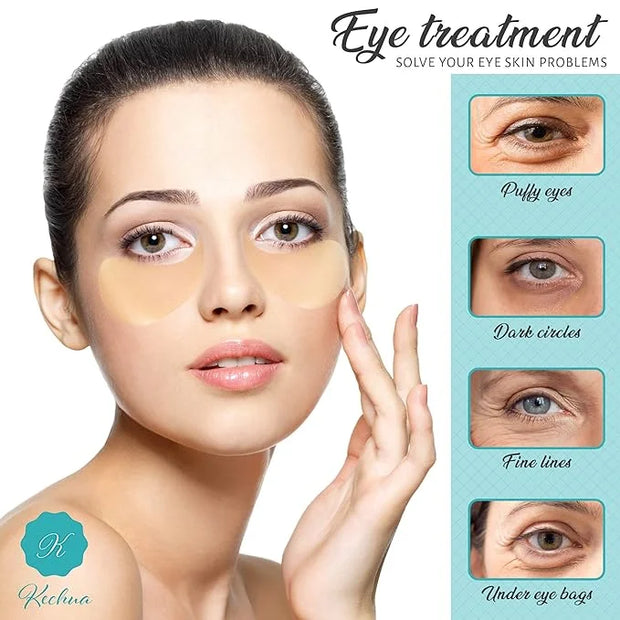 24K Gold Under Eye Patches For Wrinkles- Gold Eye Patches for Puffy Eyes - Dark Circles Under Eye Treatment - Anti-aging G...
