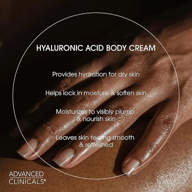 Advanced Clinicals Hyaluronic Acid Moisturizer Body Cream W/Vitamin E | Hydrating Cream & Body Lotion For Women & Men To H...