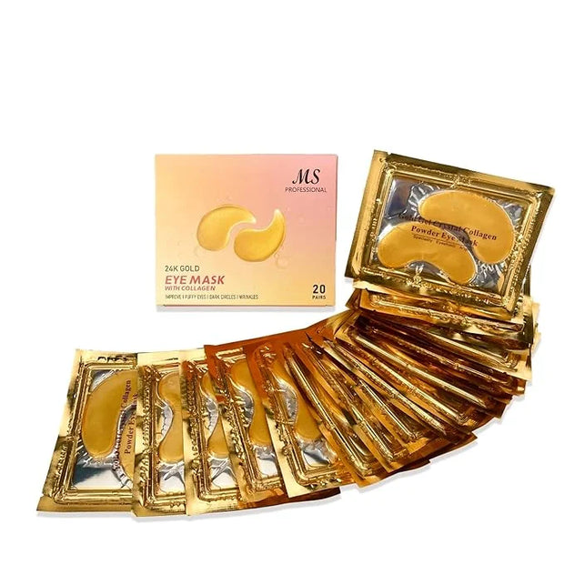 MS Under Eye Mask, Hydrogel Eyepatch, Eyepad Crystal 24K Gold, Skincare Collagen Korean Eye Mask, Puffy Eyes, Wrinkles Gel...