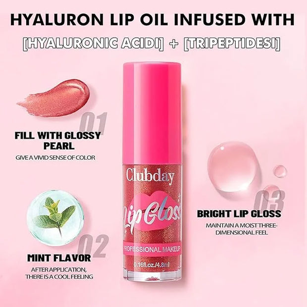 Lip Plumper Gloss Glitter Tinted Plumping Lip Gloss For Women Hydrating Long Lasting Shimmer Moisturizing Glossy Non Stick...