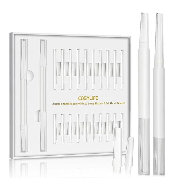 Dermaplaning Tool for Face Eyebrow Razor, Includes 2 Dual End Razors and 20 Blade Refills Exfoliating Face Razors for Wome...