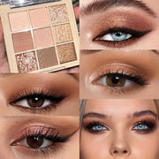 9Colors Neutral Eye Shadow Palette Eyeshadow Kit Nudes,Matte Glitter Natural Neutral Eyeshadow Palettes for Hazel Eyes Hig...