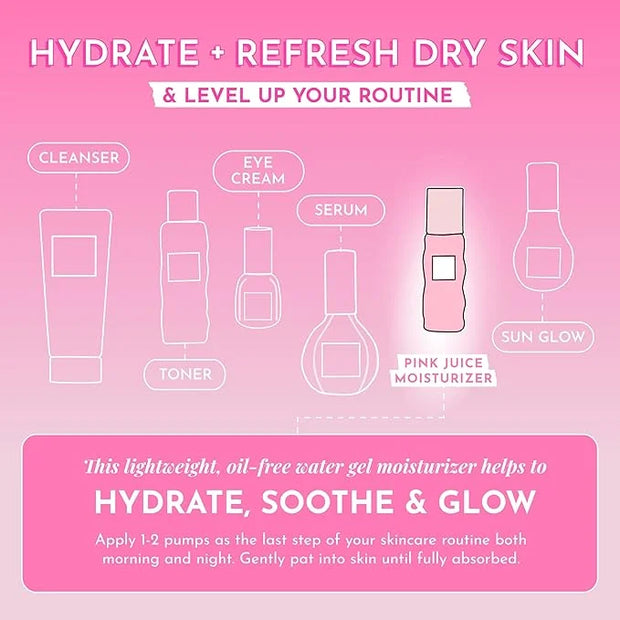 Glow Recipe Pink Juice Water Gel Face Moisturizer for Women, Men & Teens - Hydrating Hyaluronic Acid, Radiance Boosting, N...