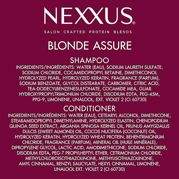Nexxus Blonde Assure Purple Shampoo & Conditioner Color Assure 2 Pack Blonde, Bleached & Silver Hair Color Shampoo & Condi...
